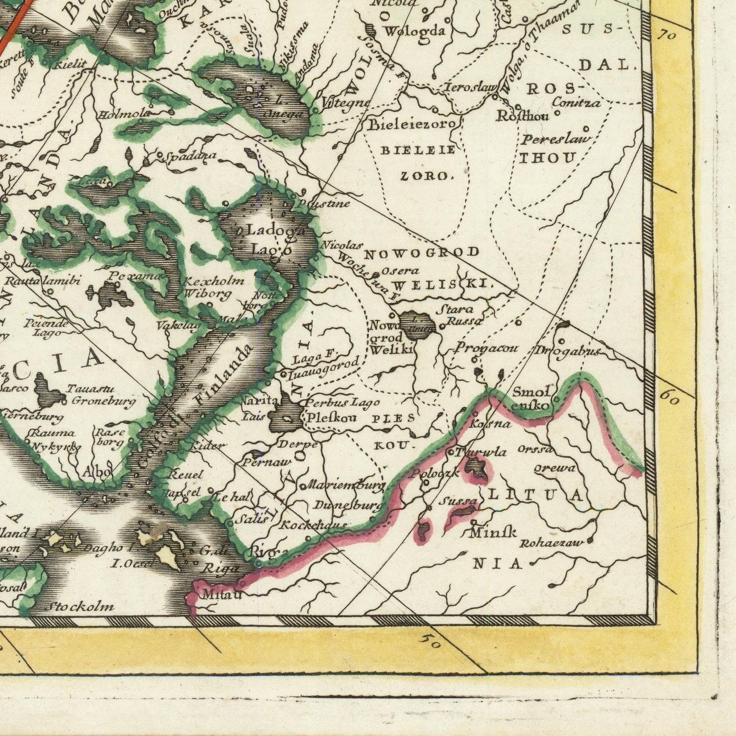 detail of the map from the bottom right corner