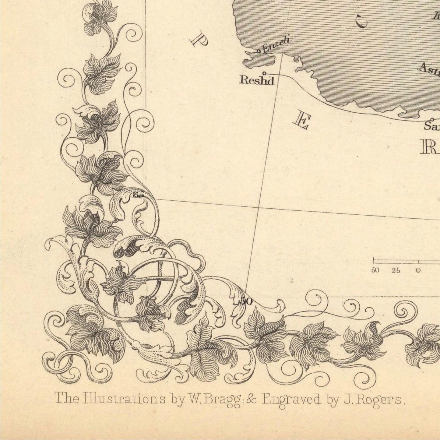 detail of the map from the bottom left corner