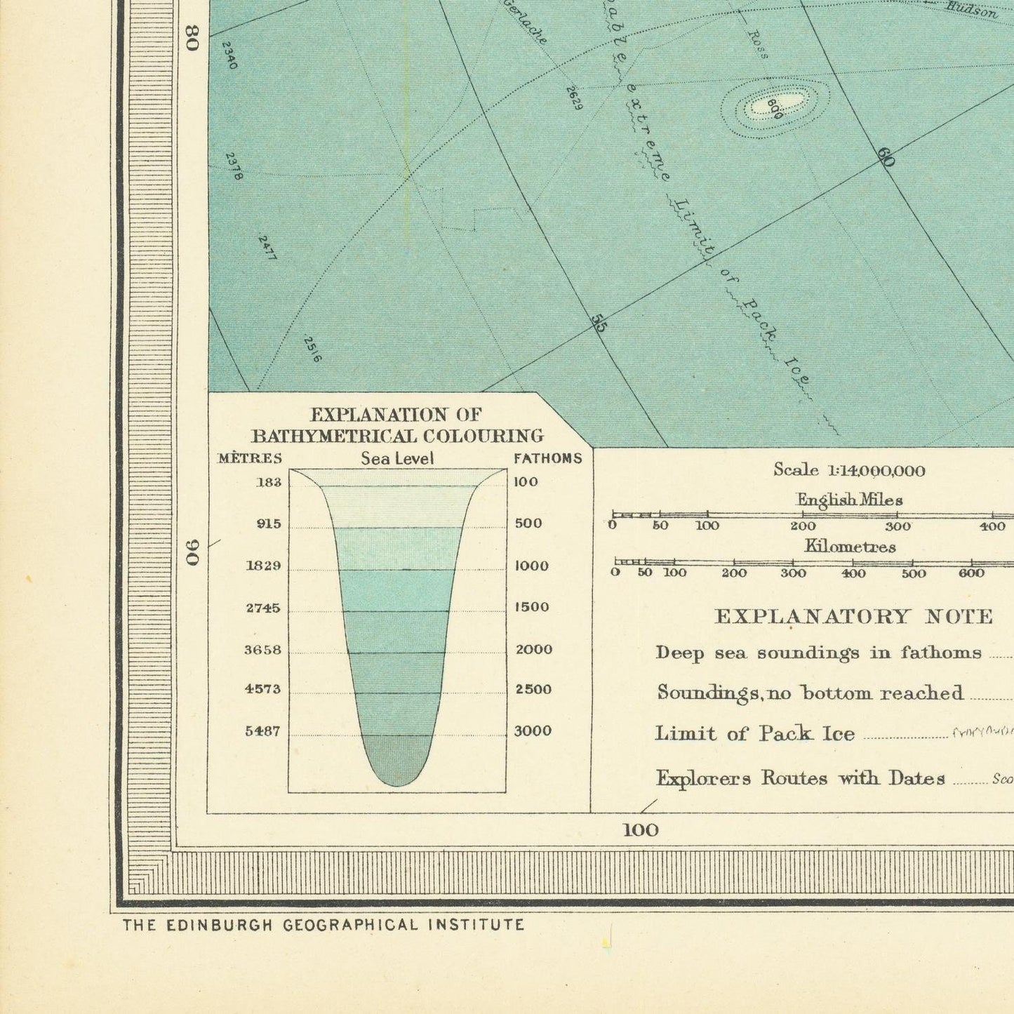 detail of the map from the bottom left corner