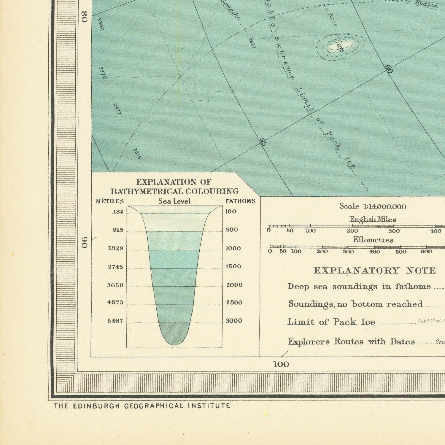 detail of the map from the bottom left corner