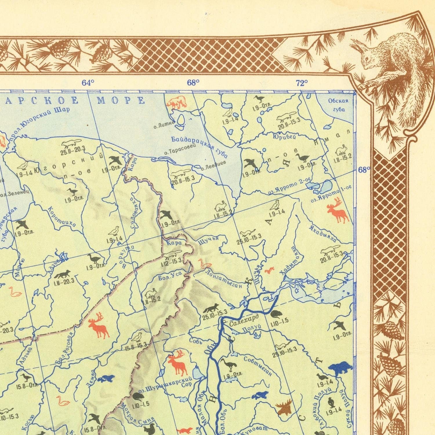 detail of the map from the top right corner