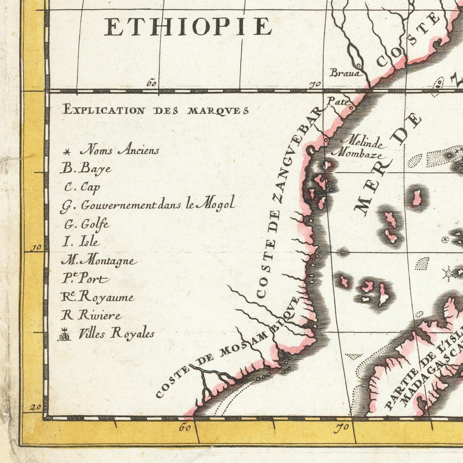 detail of the map from the bottom left corner