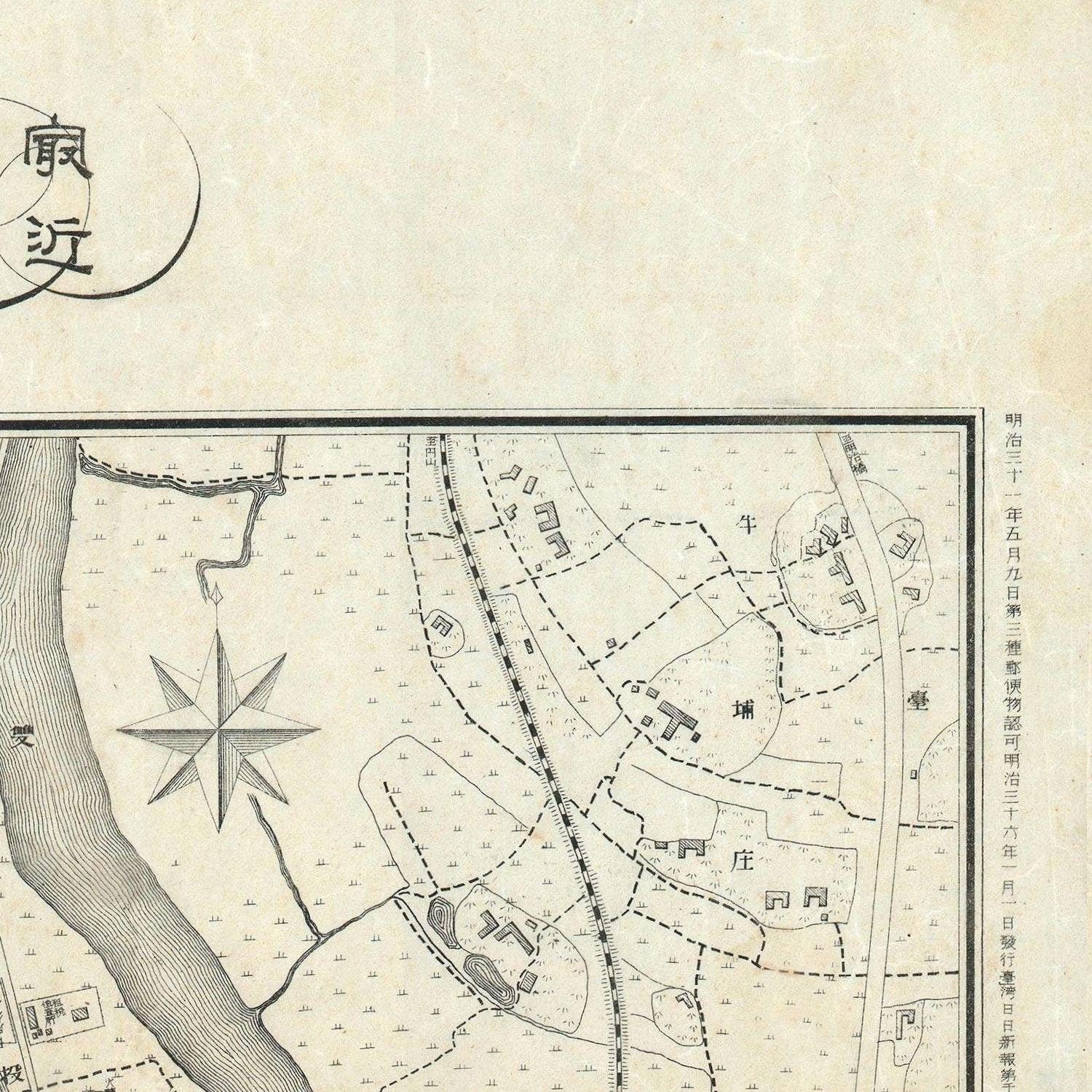 detail of the map from the top right corner