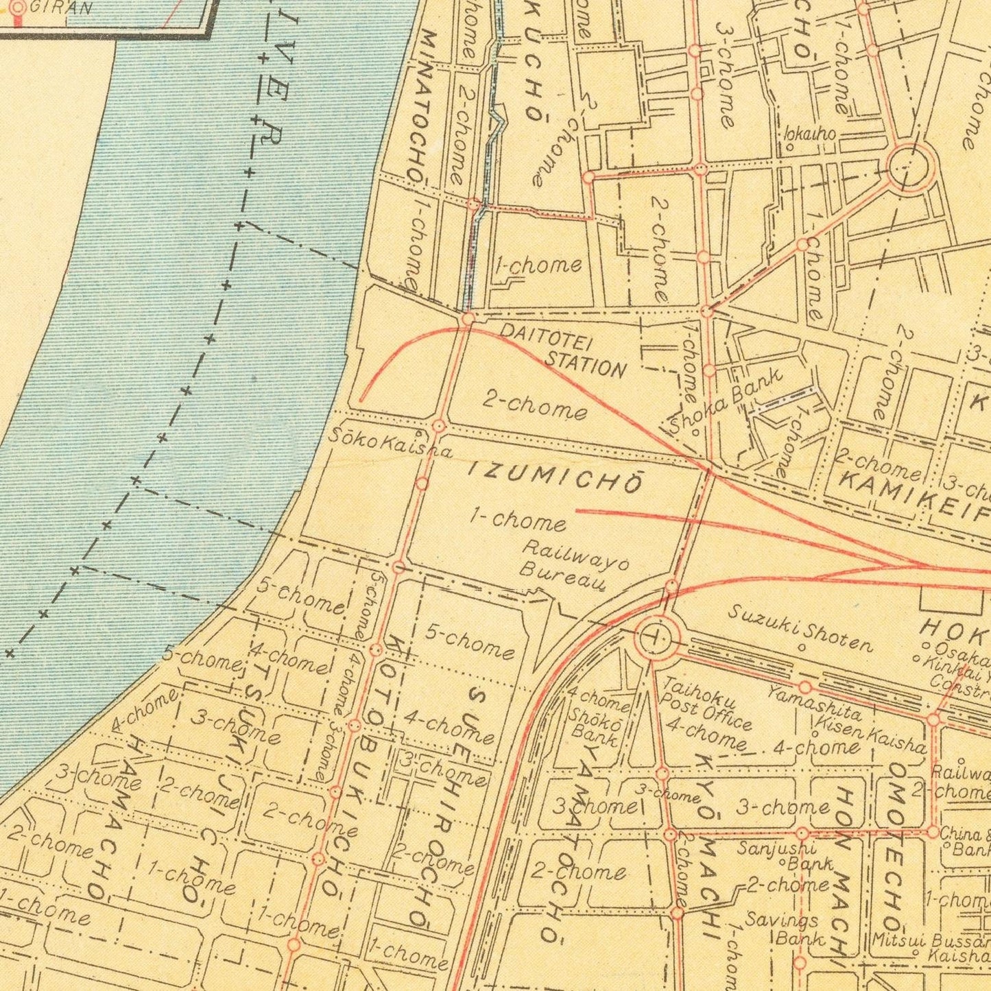 detail of the map from the centre left