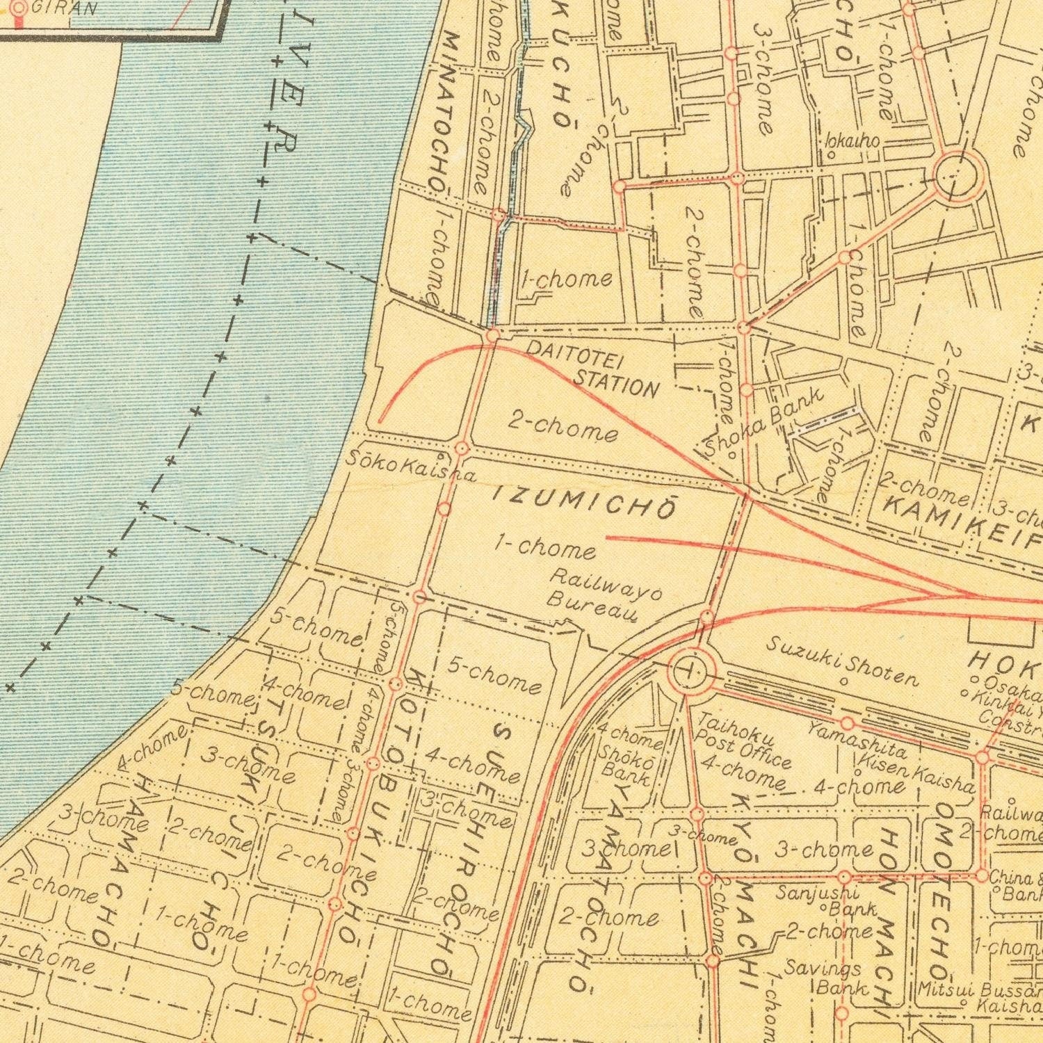 detail of the map from the centre left