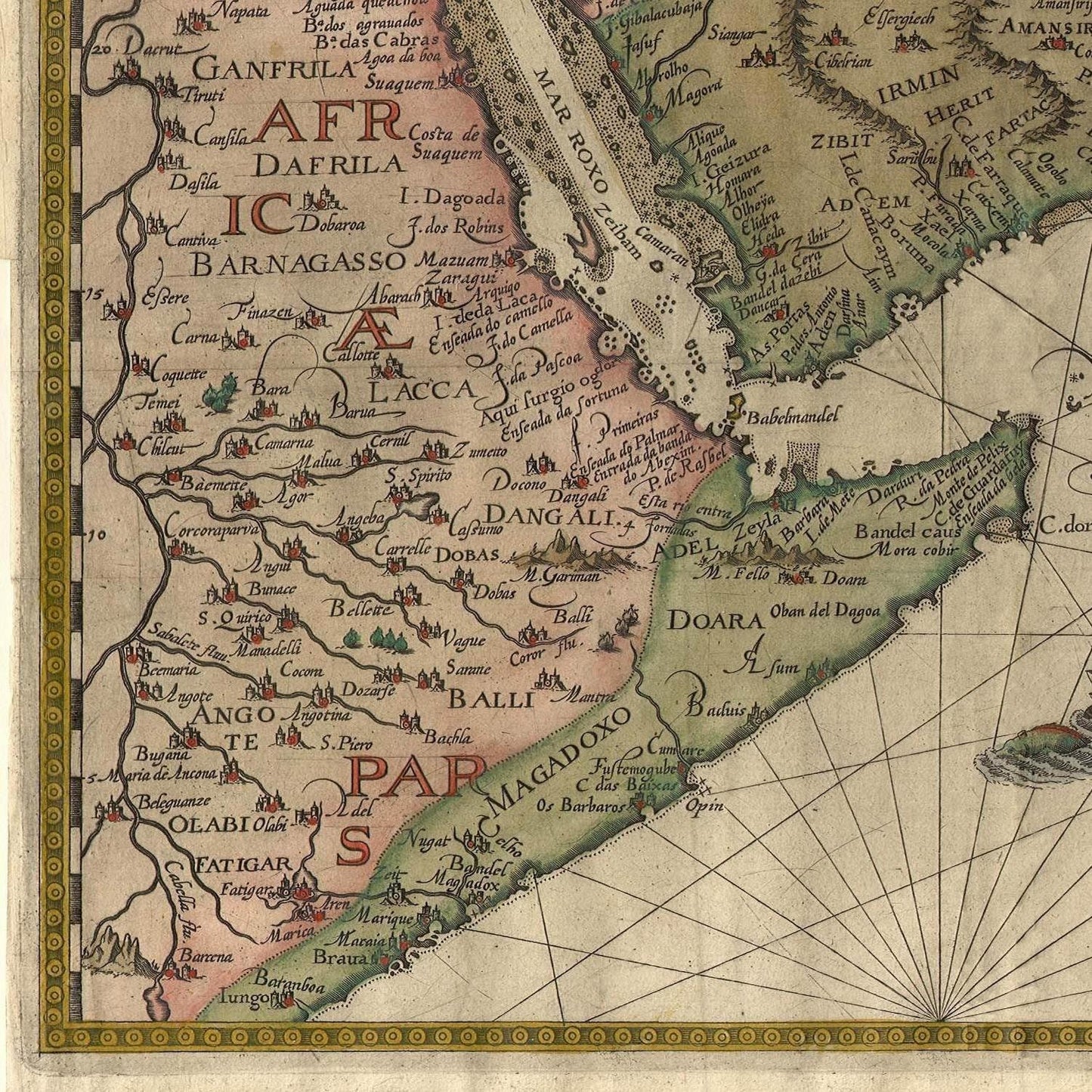 detail of the map from the bottom left corner