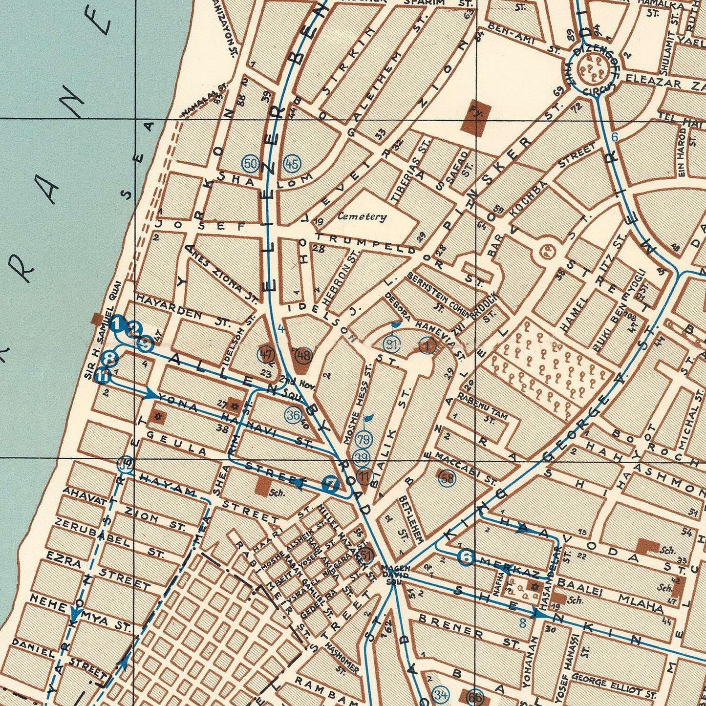 detail of the map from the centre 