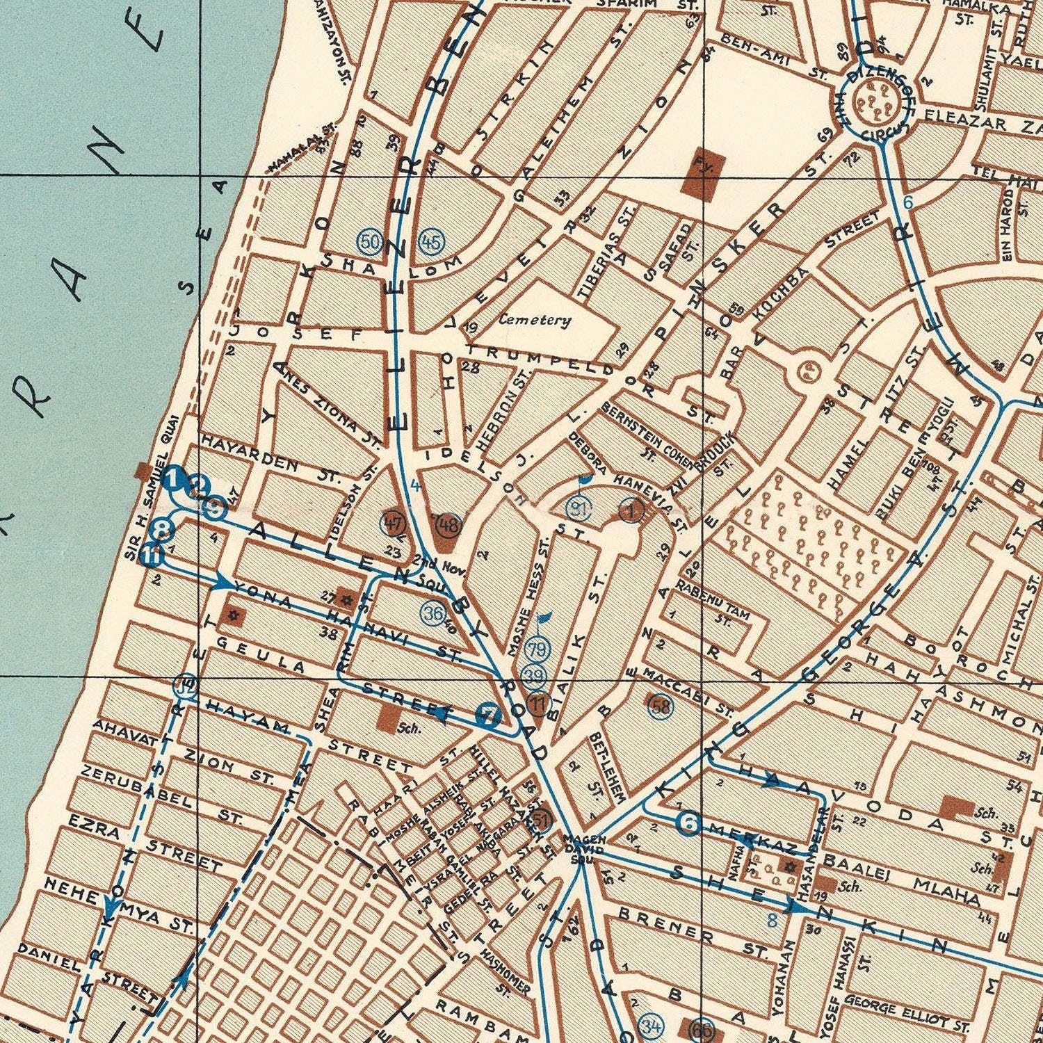 detail of the map from the centre 