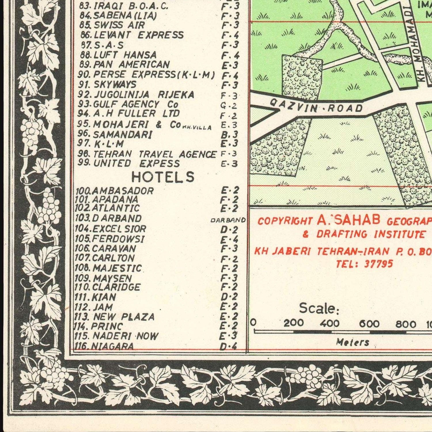 detail of the map from the bottom left corner