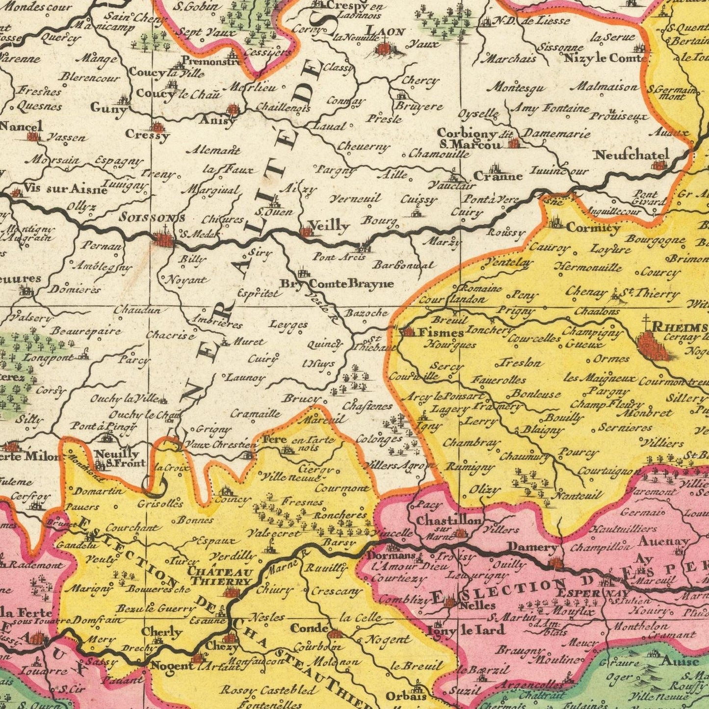 detail of the map from the centre left