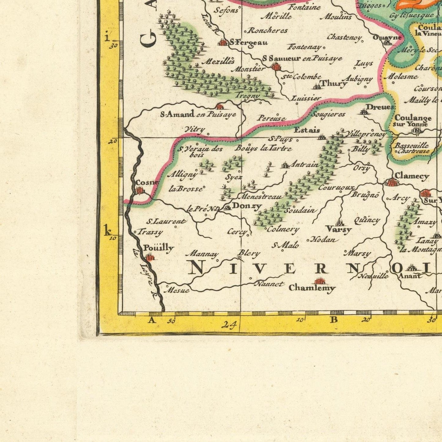 detail of the map from the bottom left corner