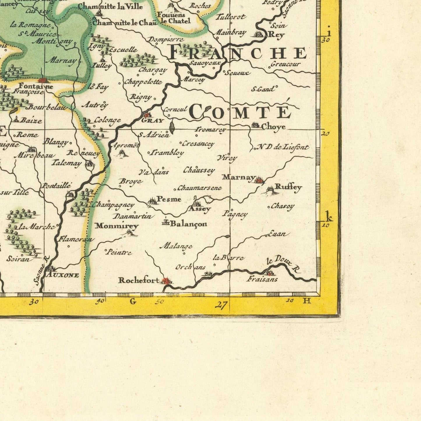 detail of the map from the bottom right corner