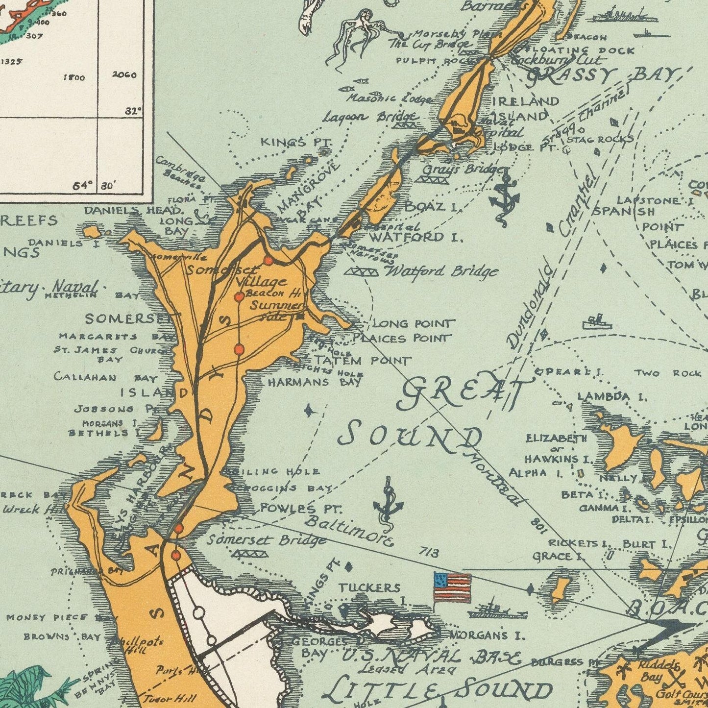 detail of the map from the centre left