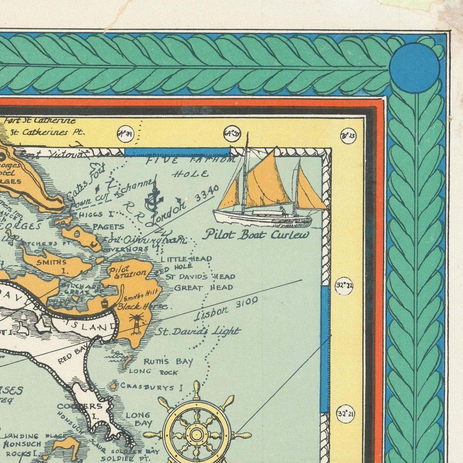 detail of the map from the top right corner