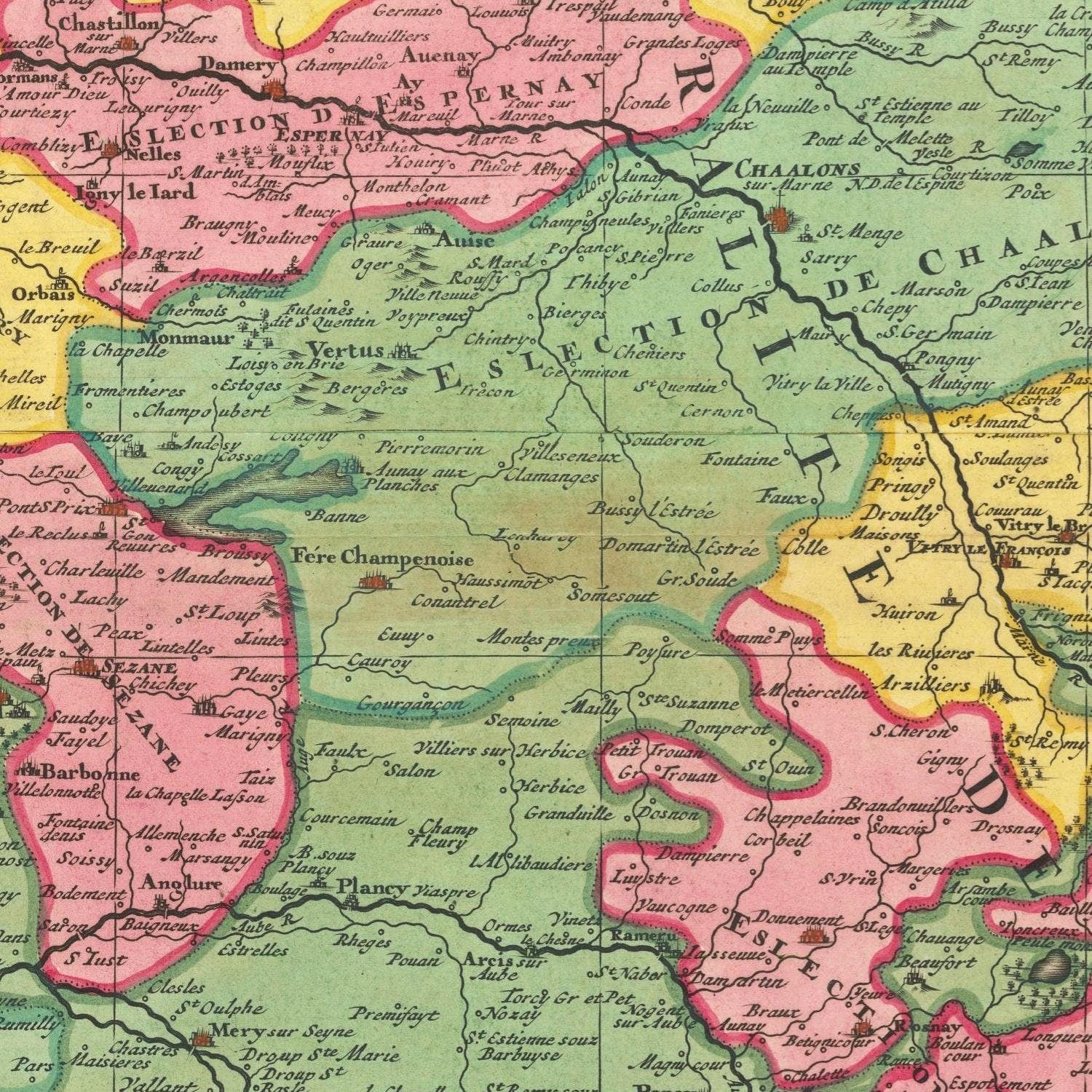 detail of the map from the centre 