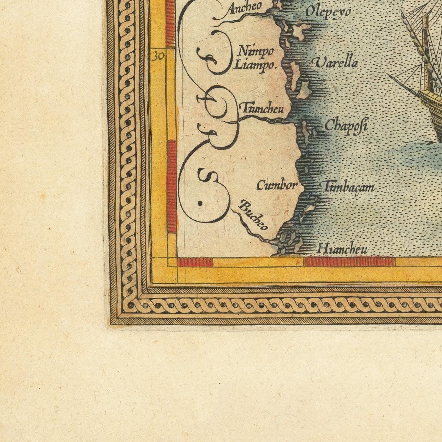 detail of the map from the bottom left corner