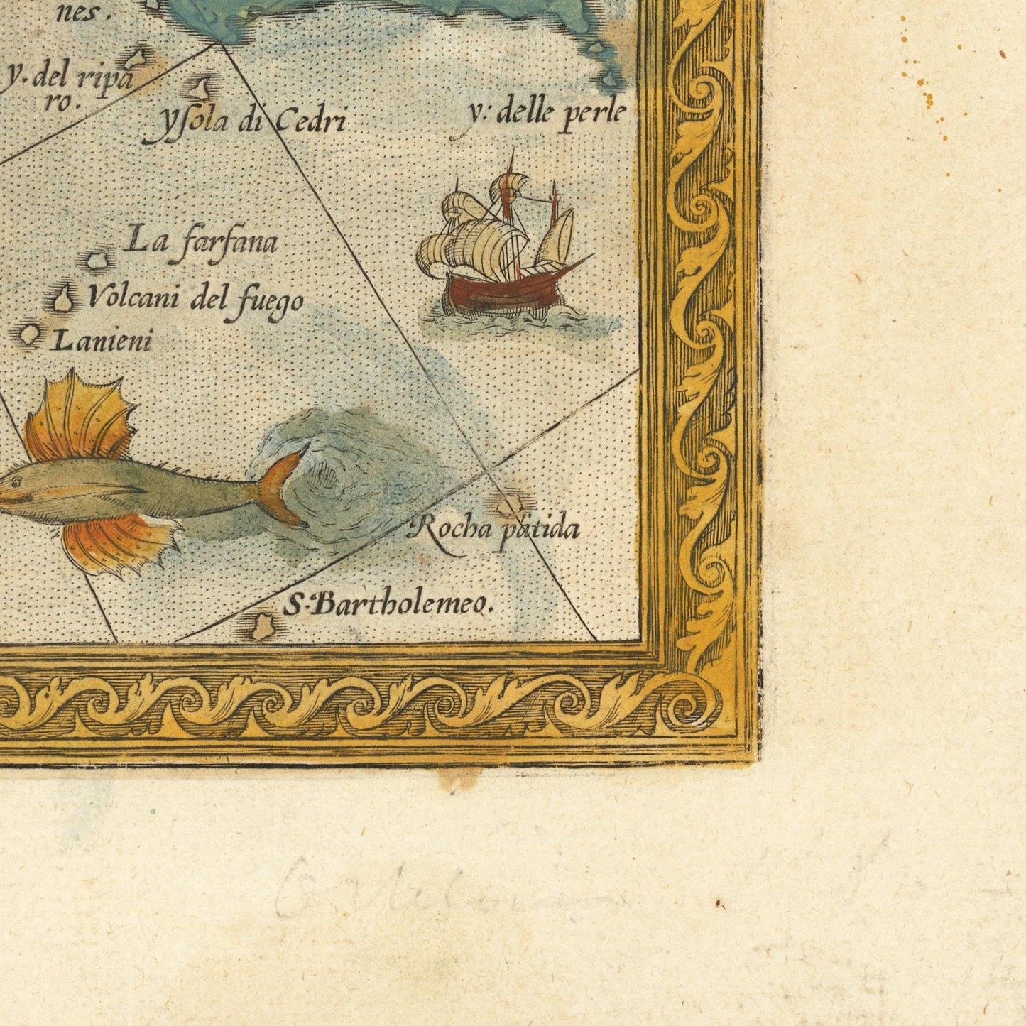 detail of the map from the bottom right corner