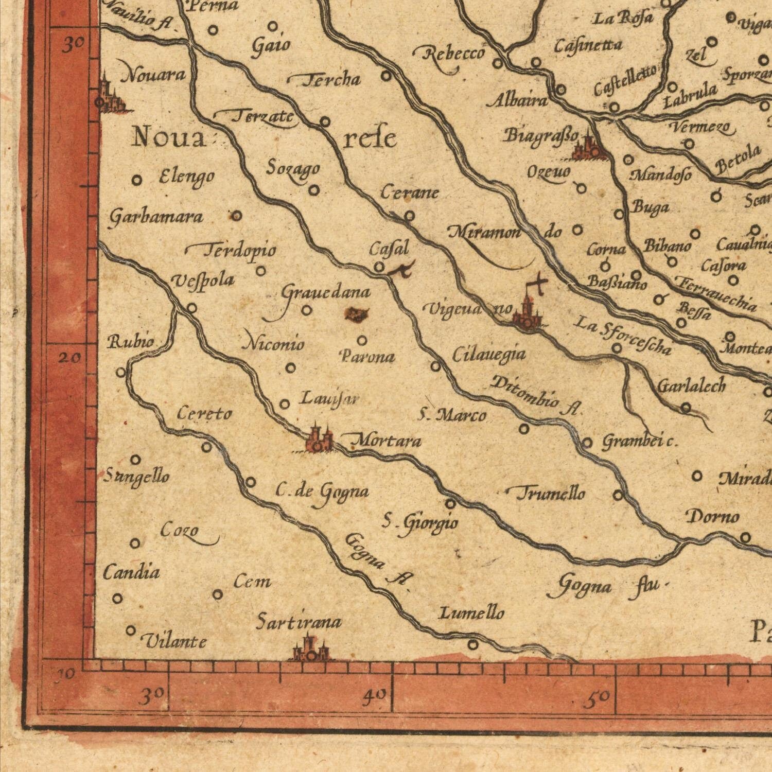 detail of the map from the bottom left corner