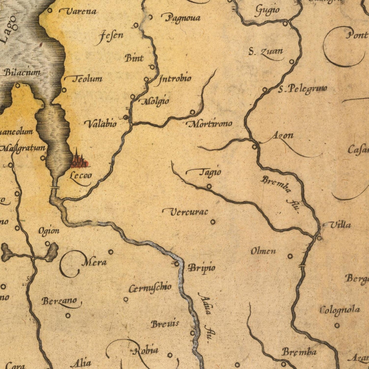 detail of the map from the centre left