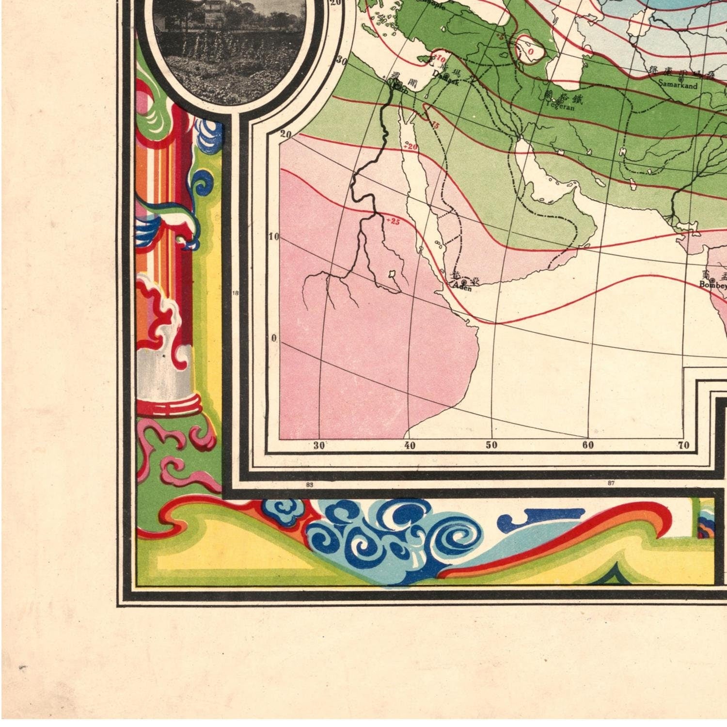 detail of the map from the bottom left corner