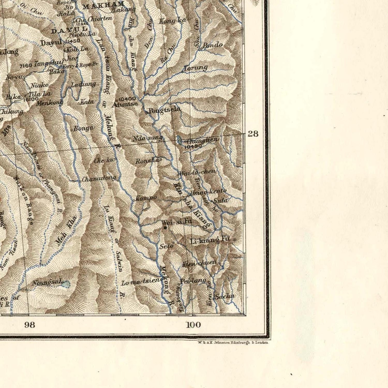 detail of the map from the bottom right corner