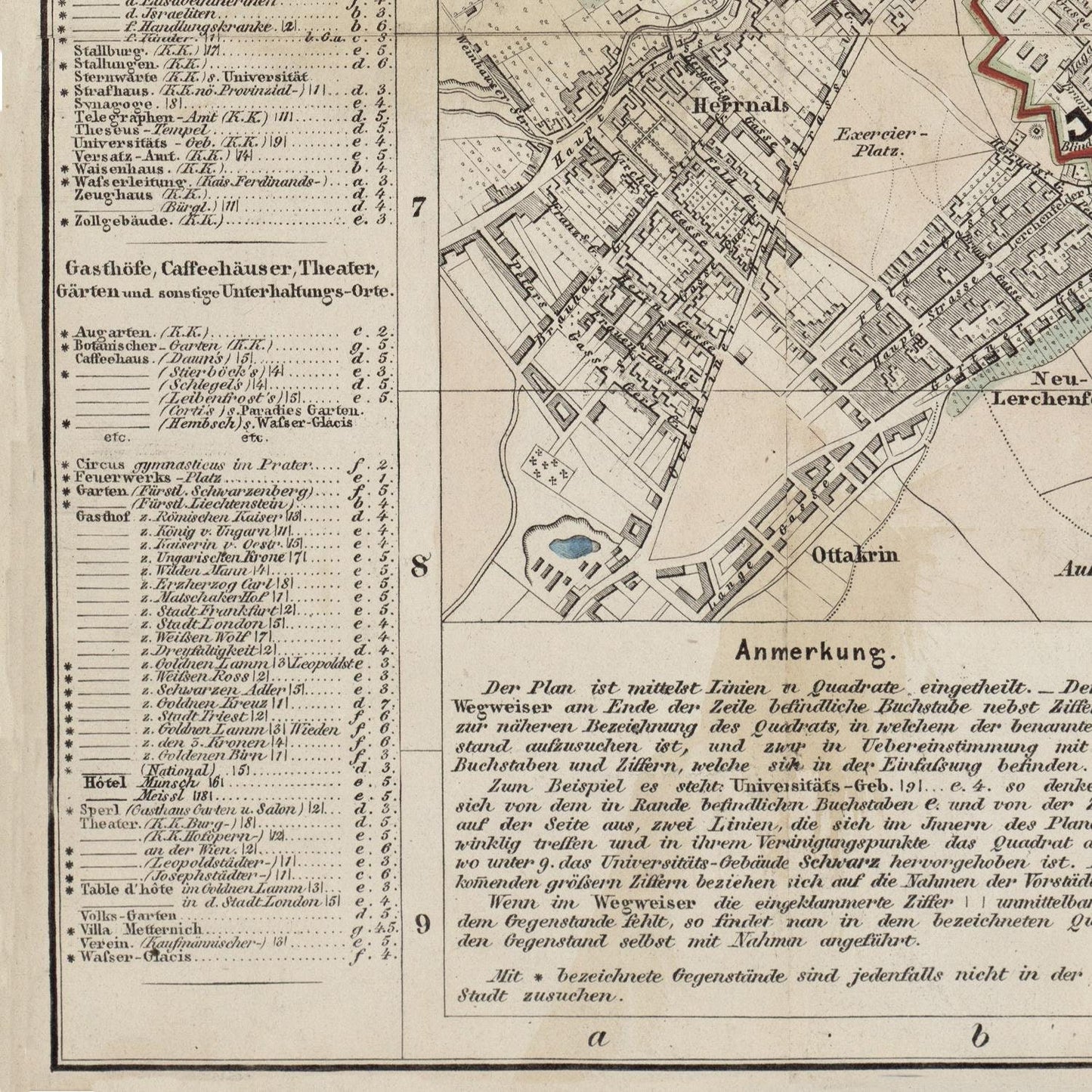 detail of the map from the bottom left corner