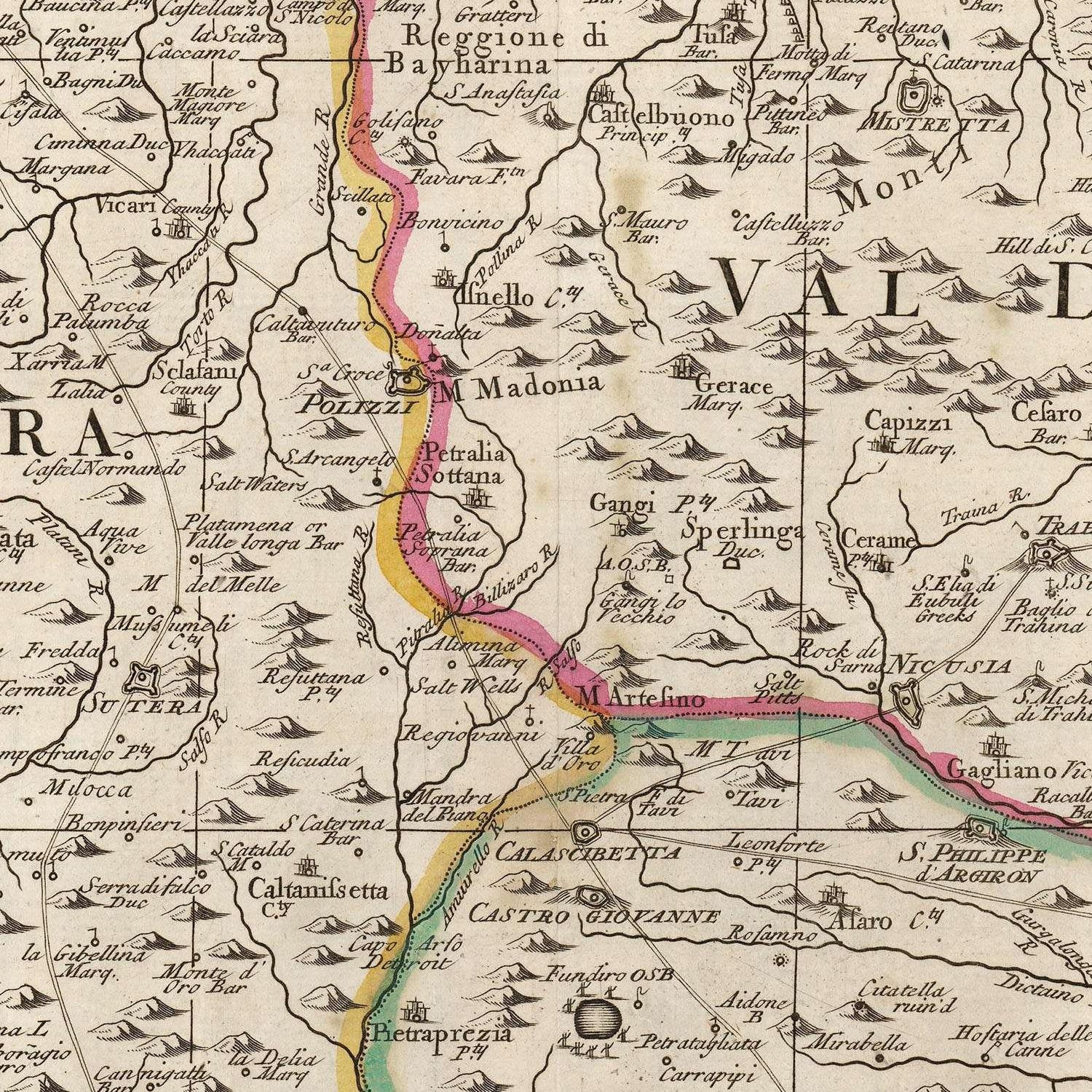 detail of the map from the centre 