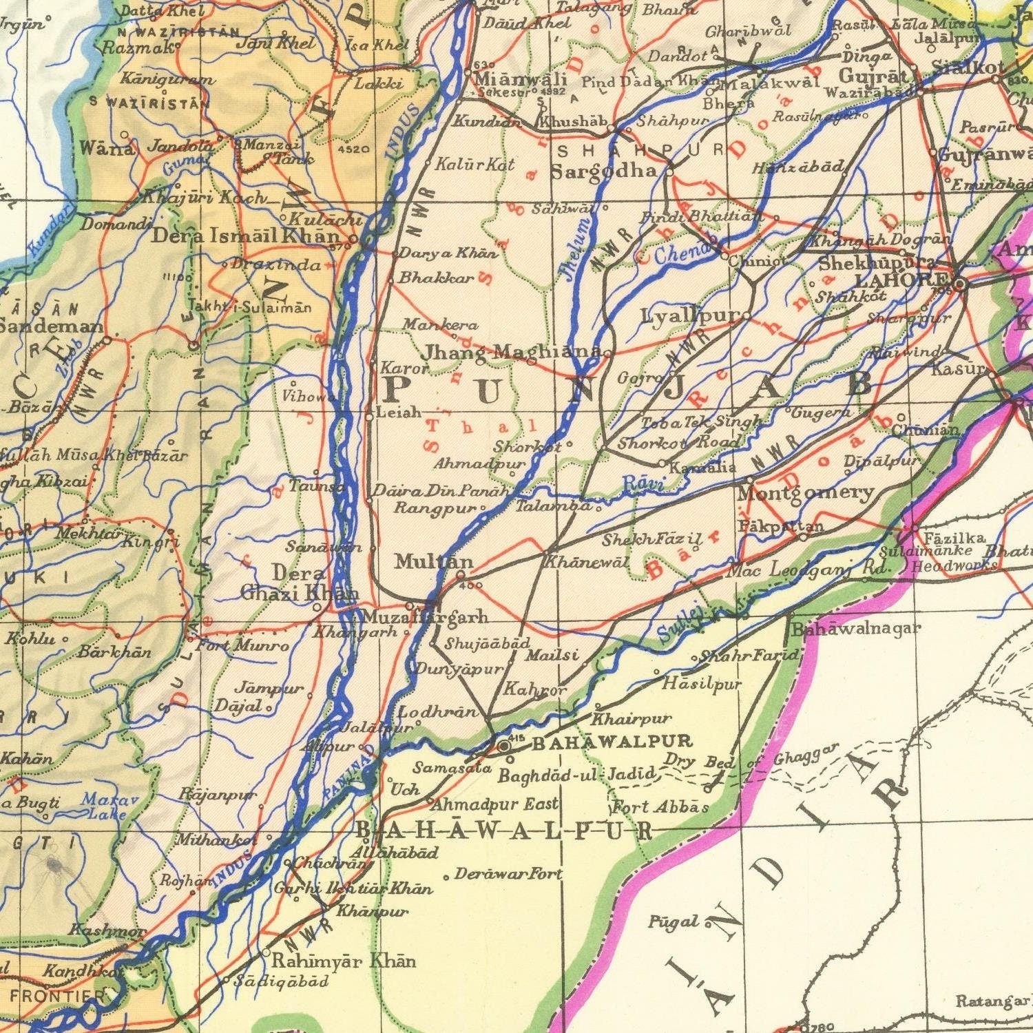 detail of the map from the centre 