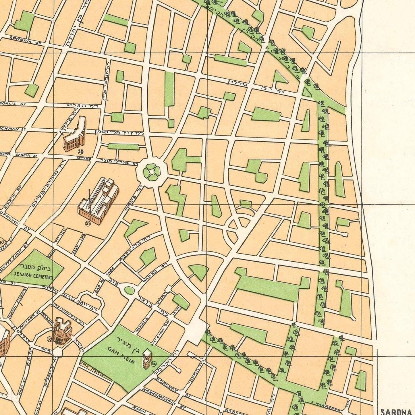 detail of the map from the centre 