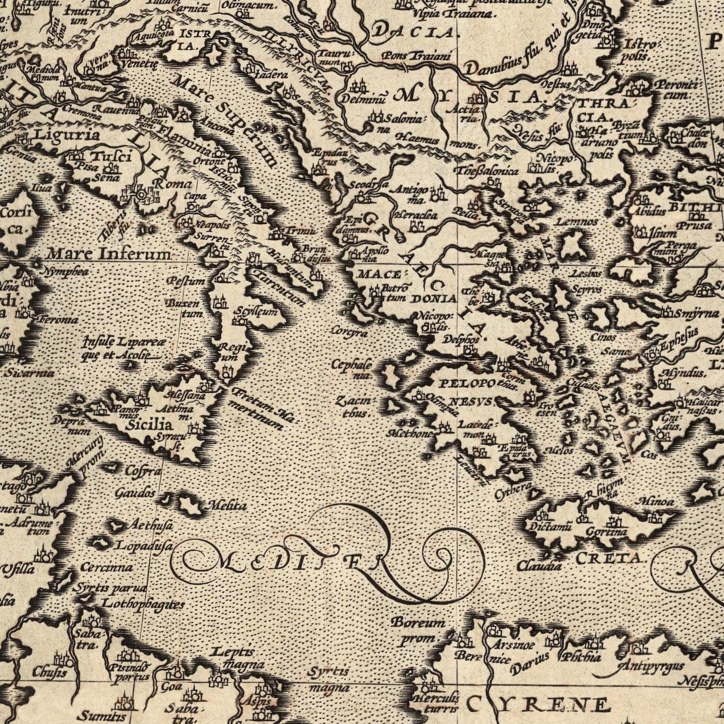 detail of the map from the centre left