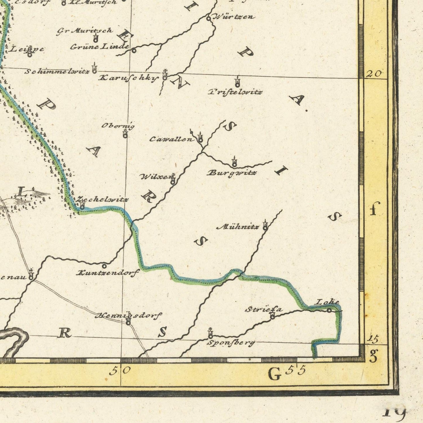 detail of the map from the bottom right corner