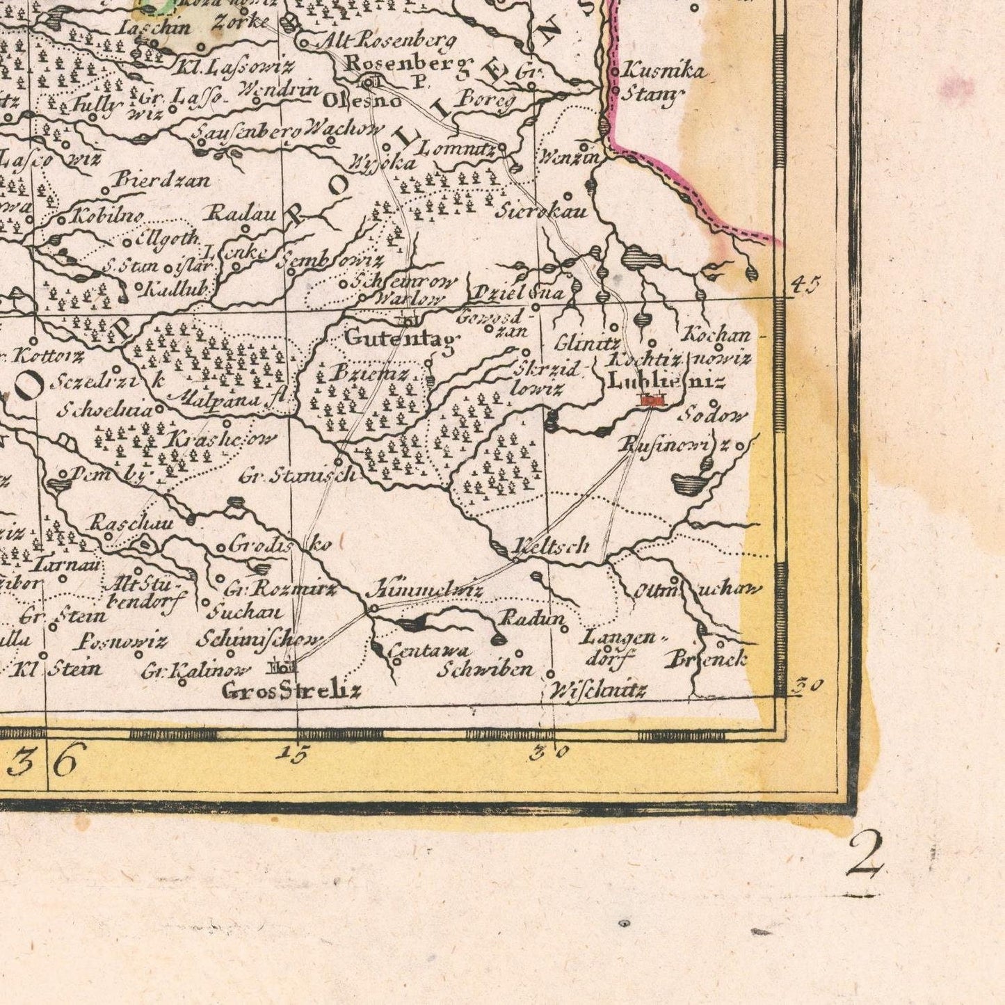 detail of the map from the bottom right corner