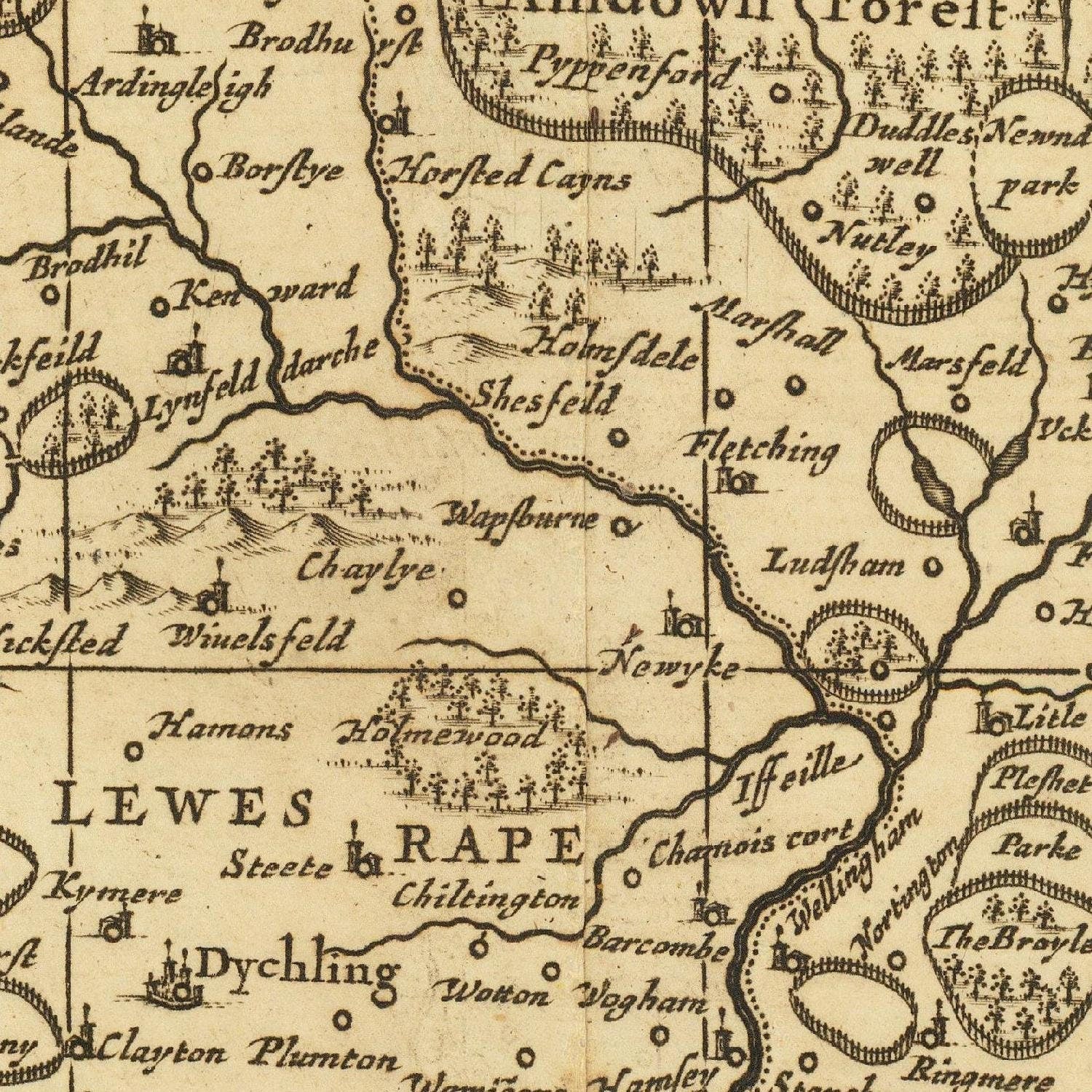 detail of the map from the centre 