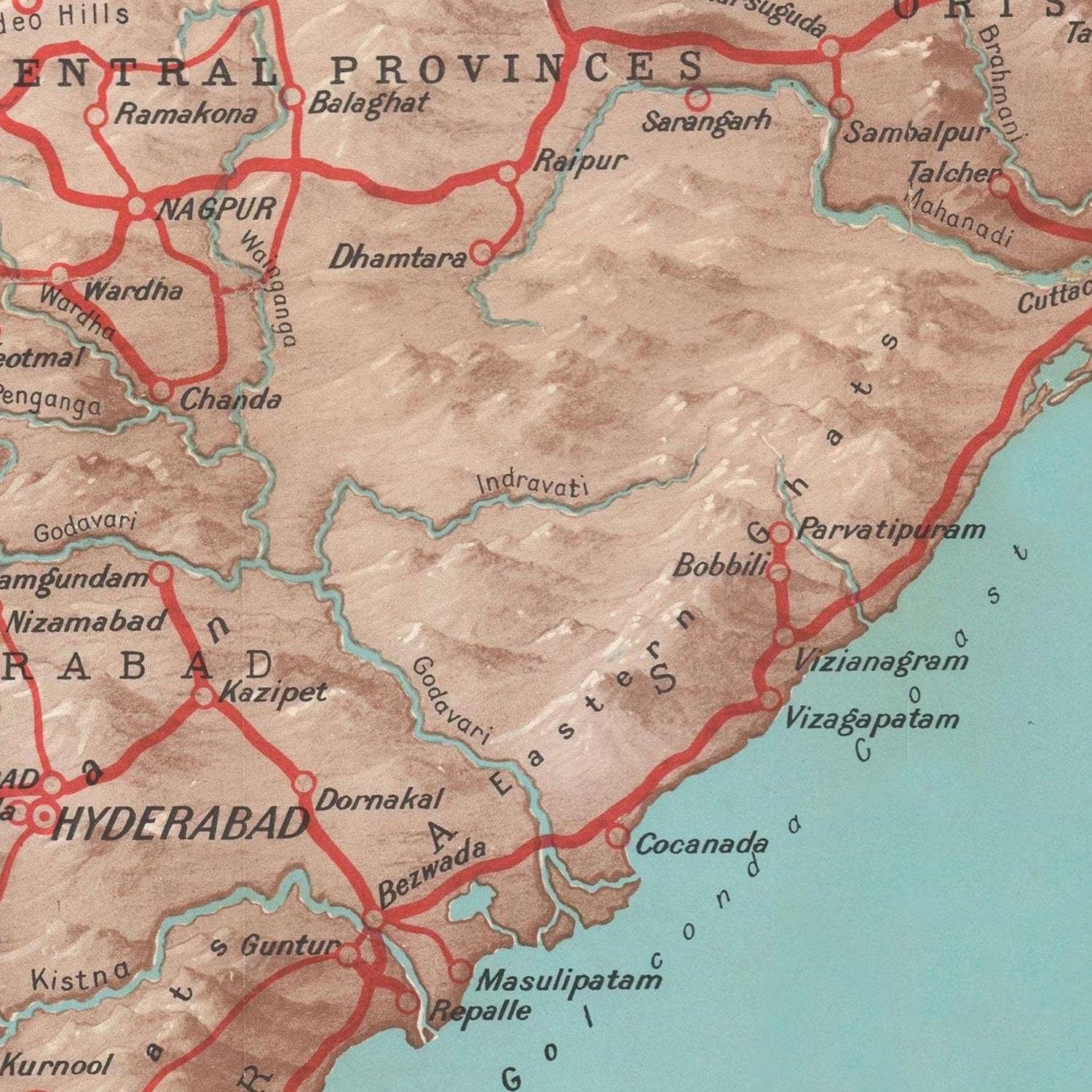 detail of the map from the centre 