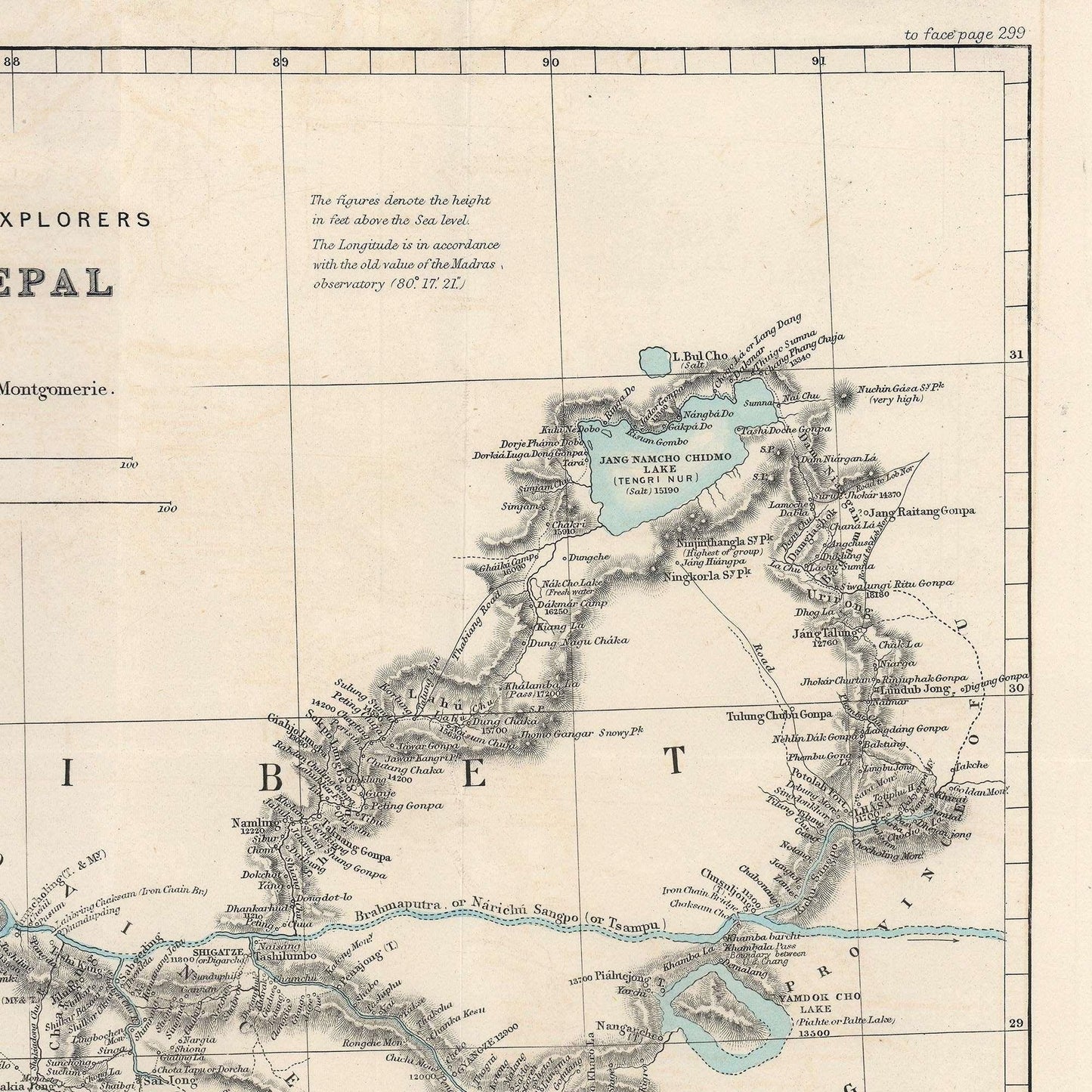 detail of the map from the top right corner