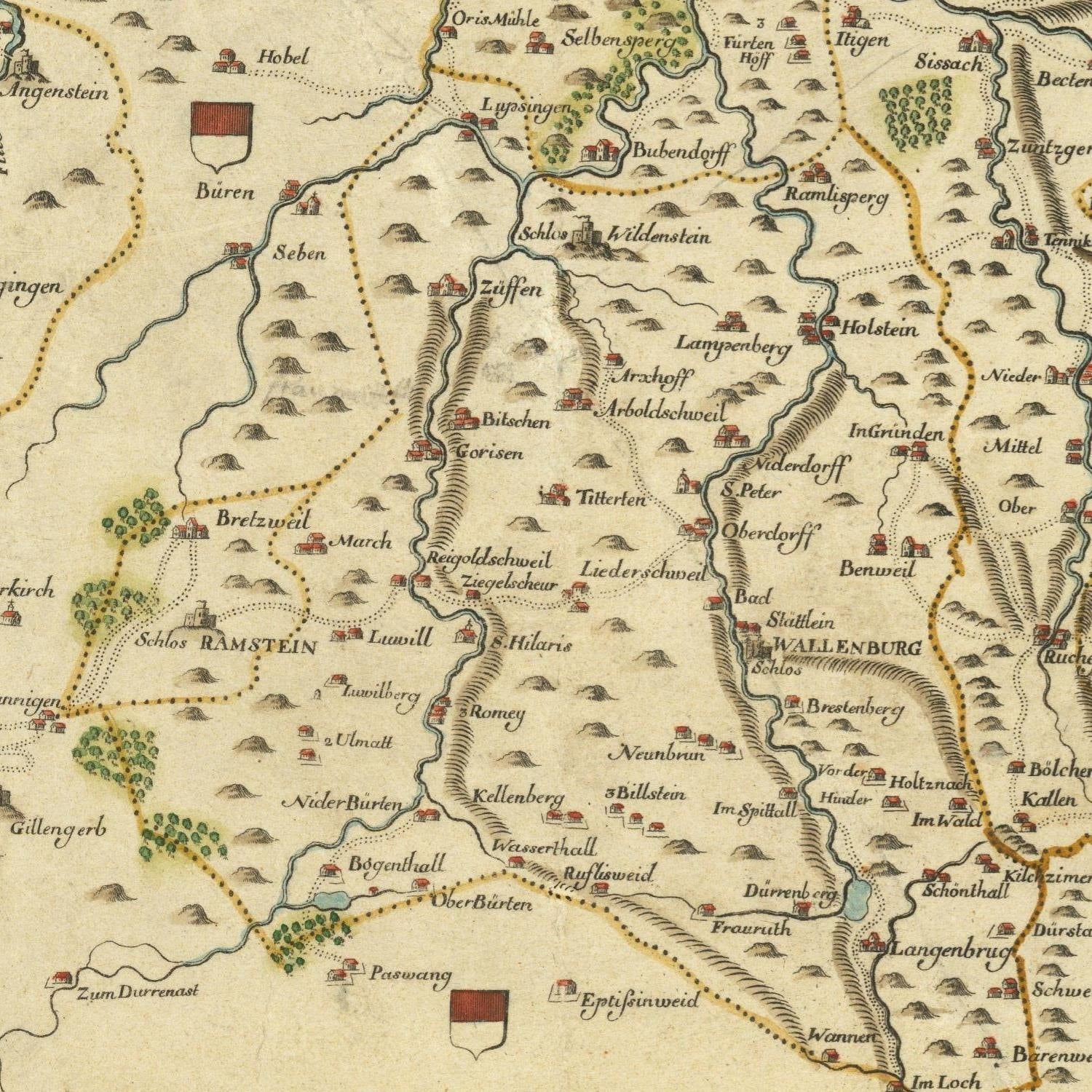 detail of the map from the centre 