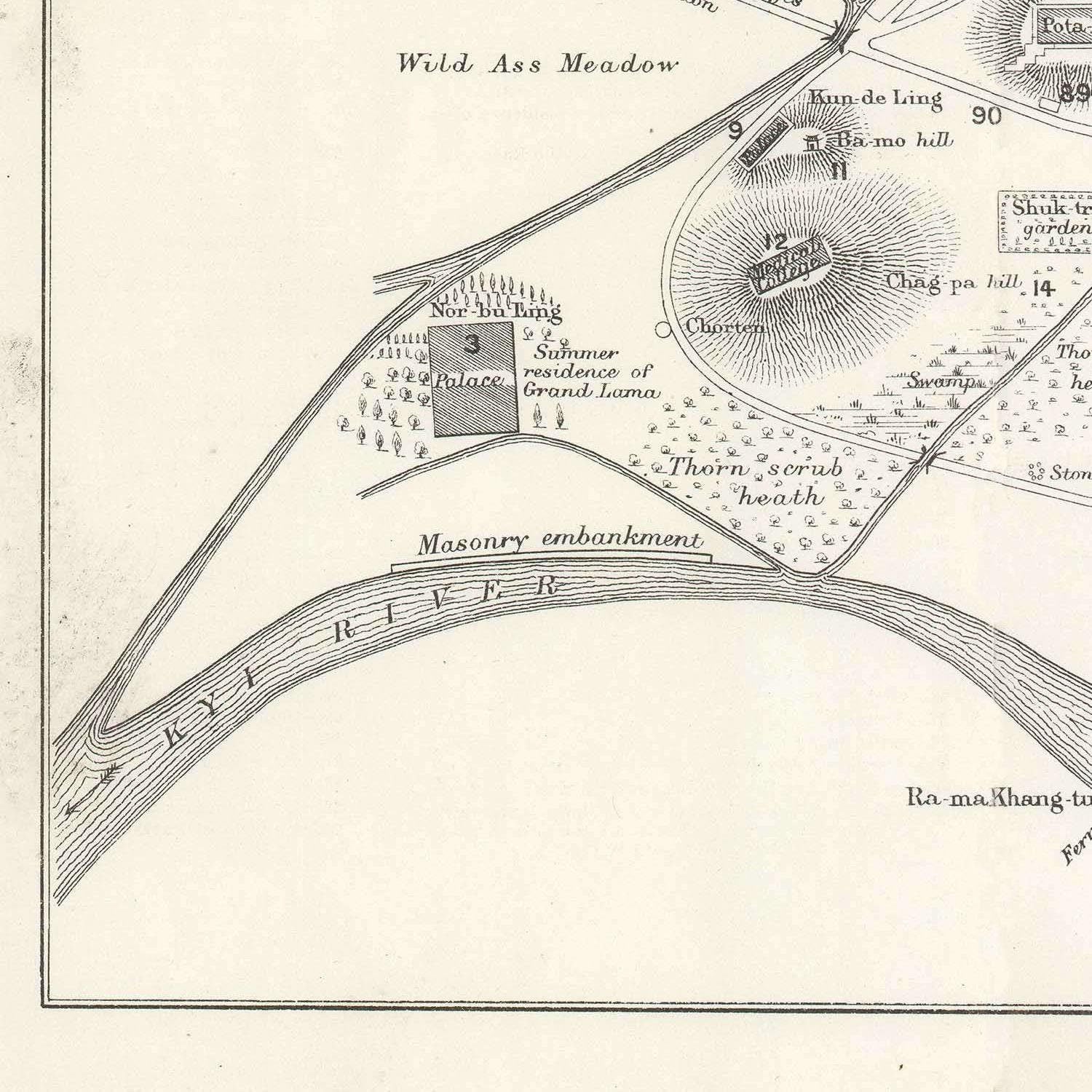 detail of the map from the bottom left corner