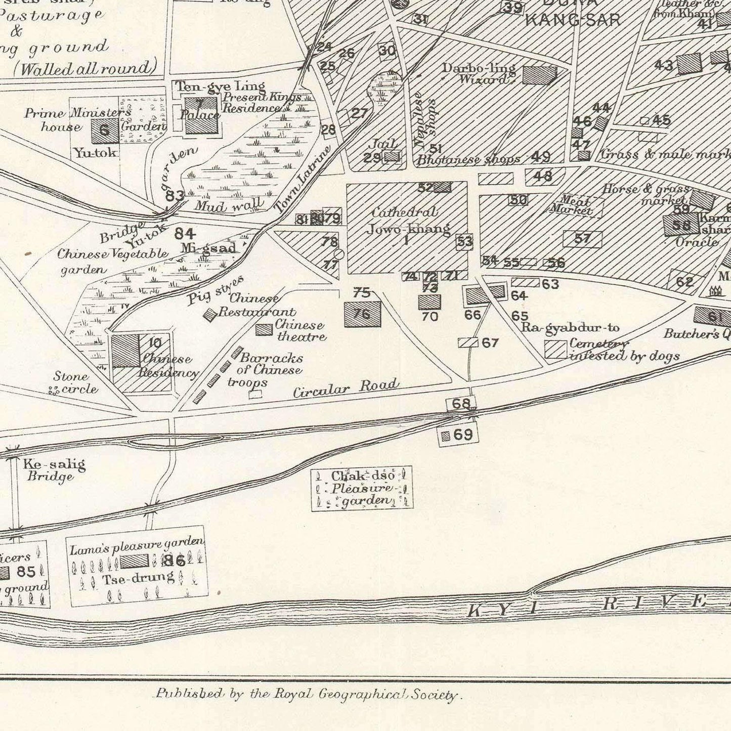 detail of the map from the centre left