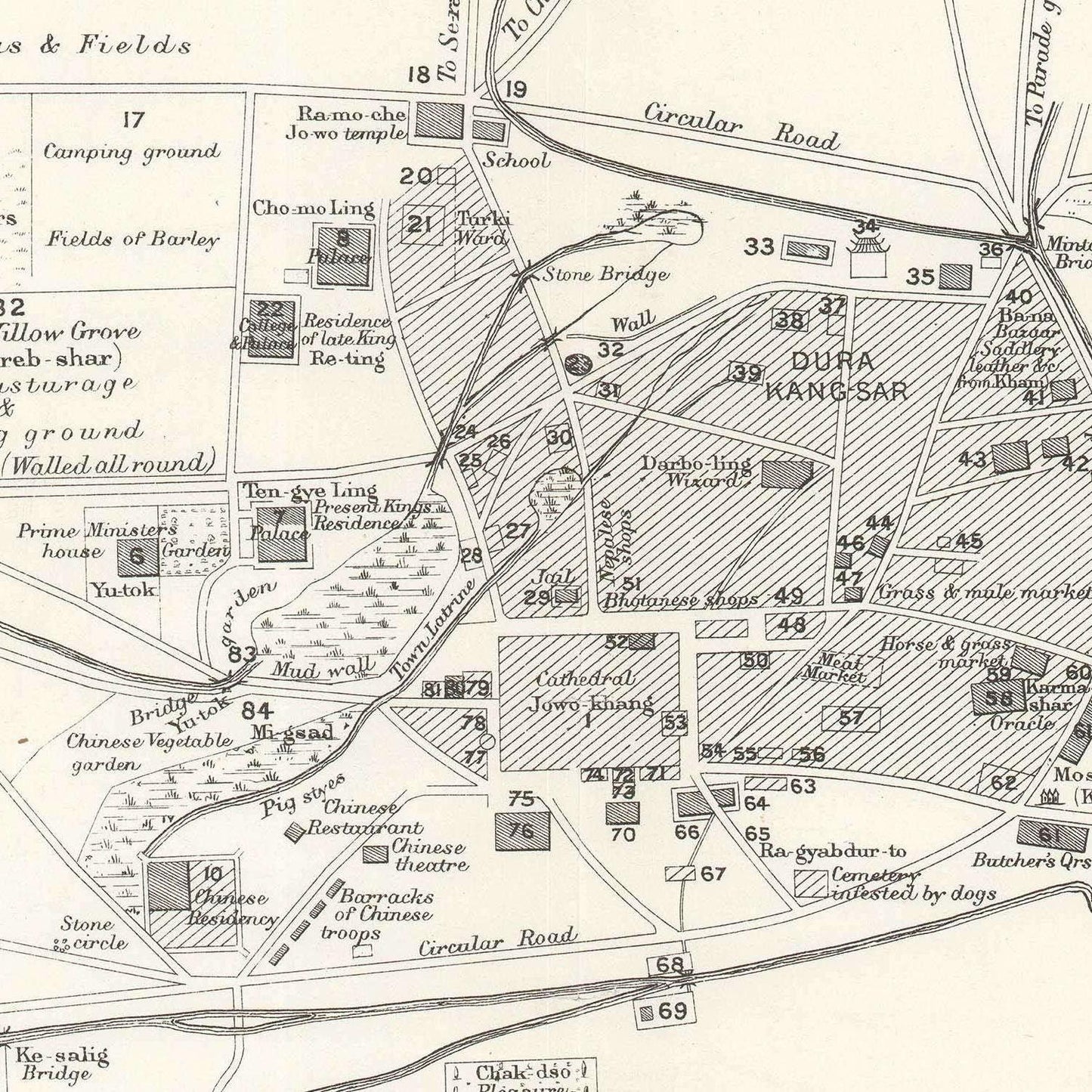 detail of the map from the centre 