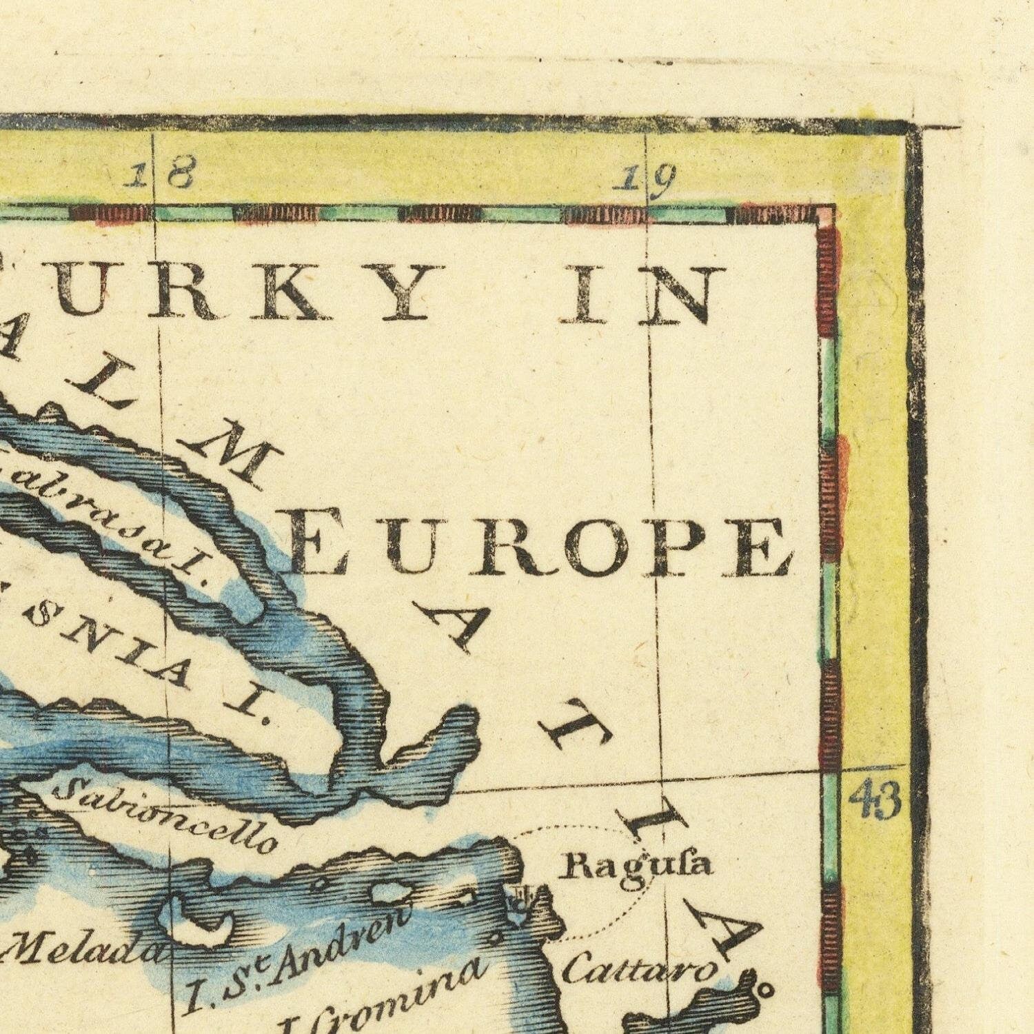 detail of the map from the top right corner