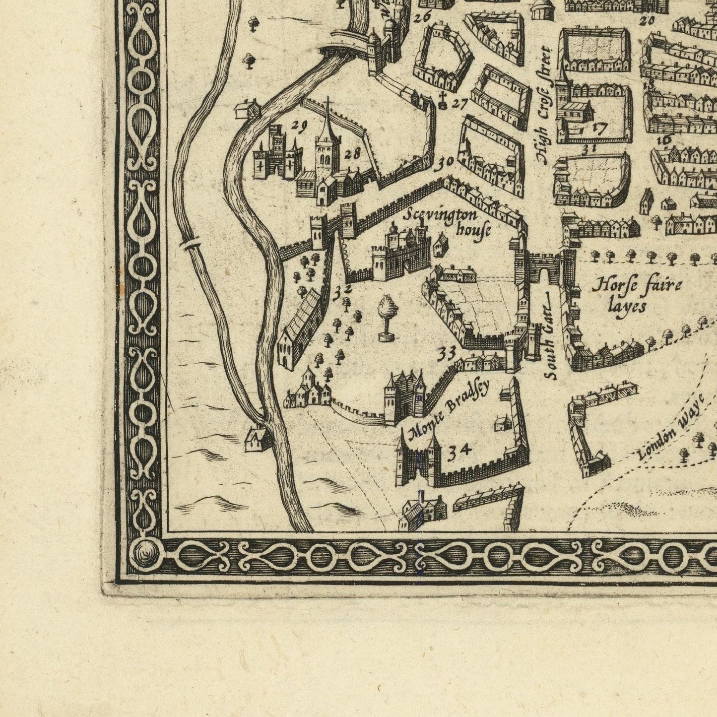 detail of the map from the bottom left corner