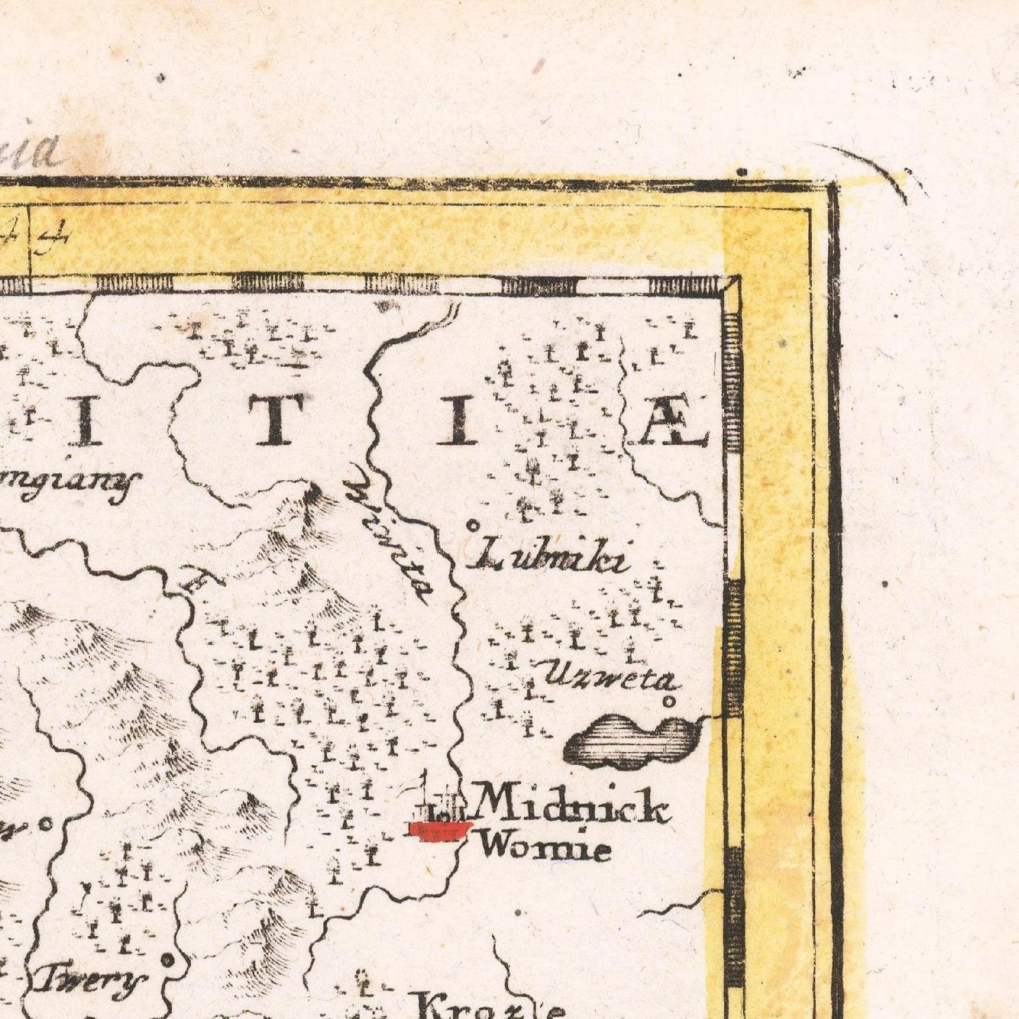 detail of the map from the top right corner