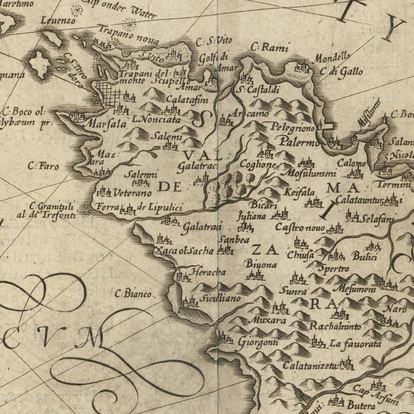 detail of the map from the centre 