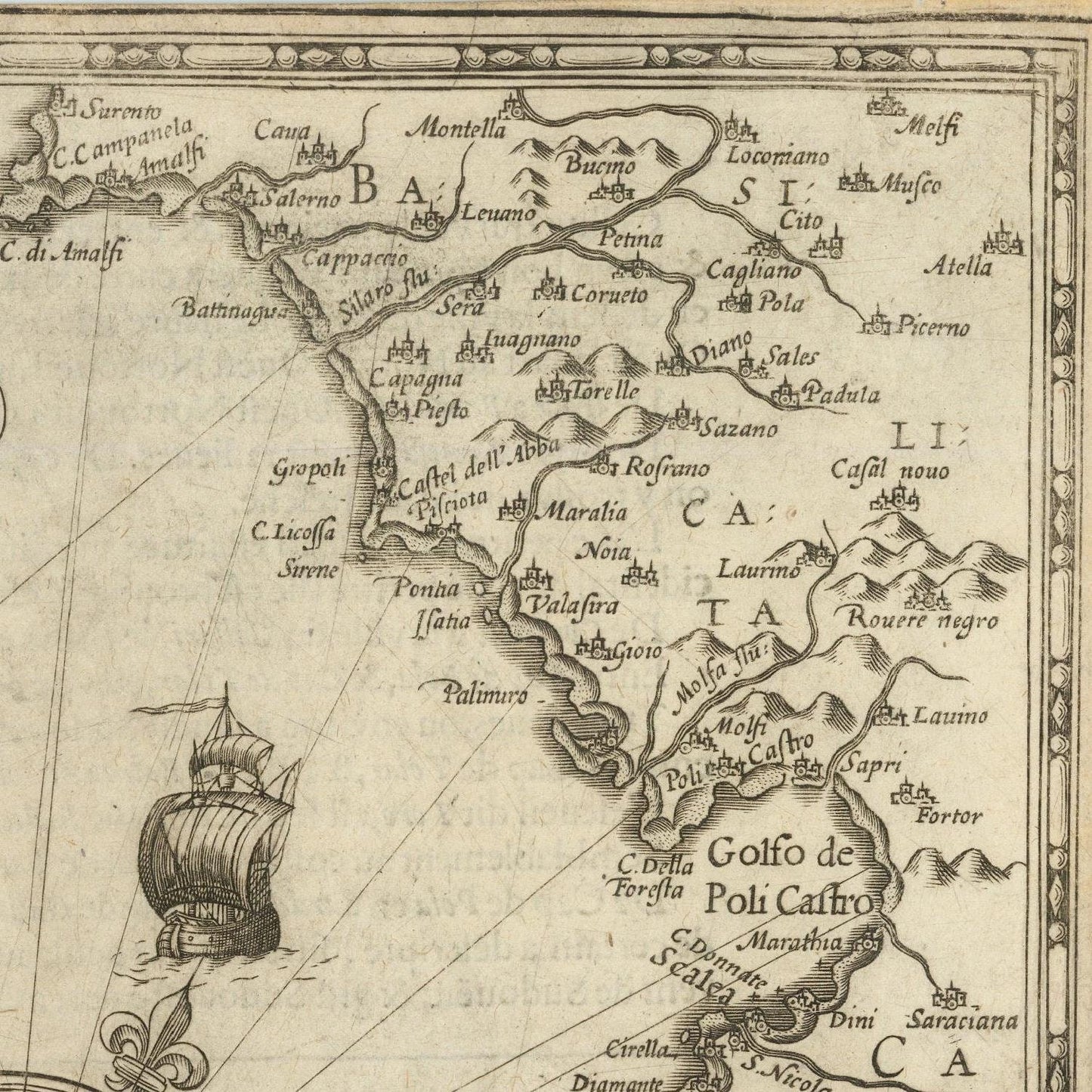 detail of the map from the top right corner