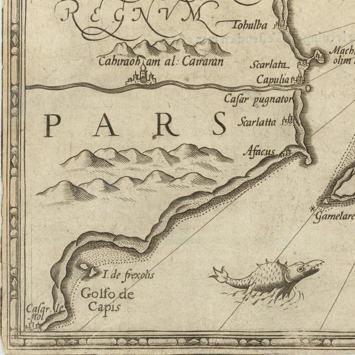 detail of the map from the bottom left corner