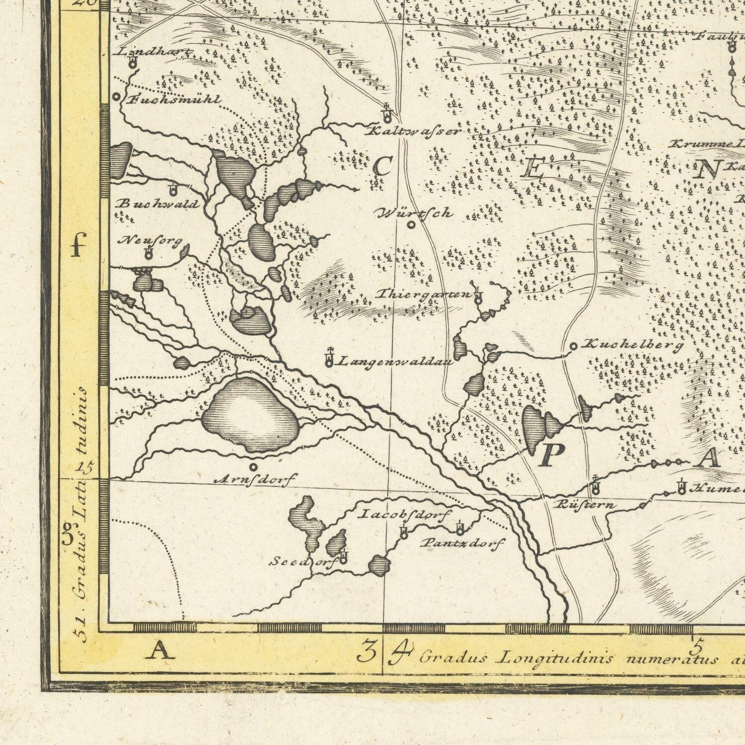 detail of the map from the bottom left corner