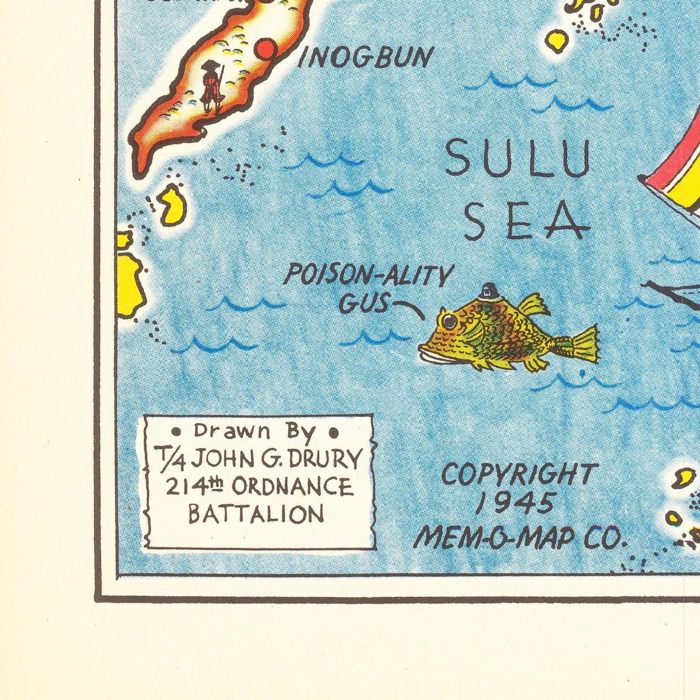 detail of the map from the bottom left corner