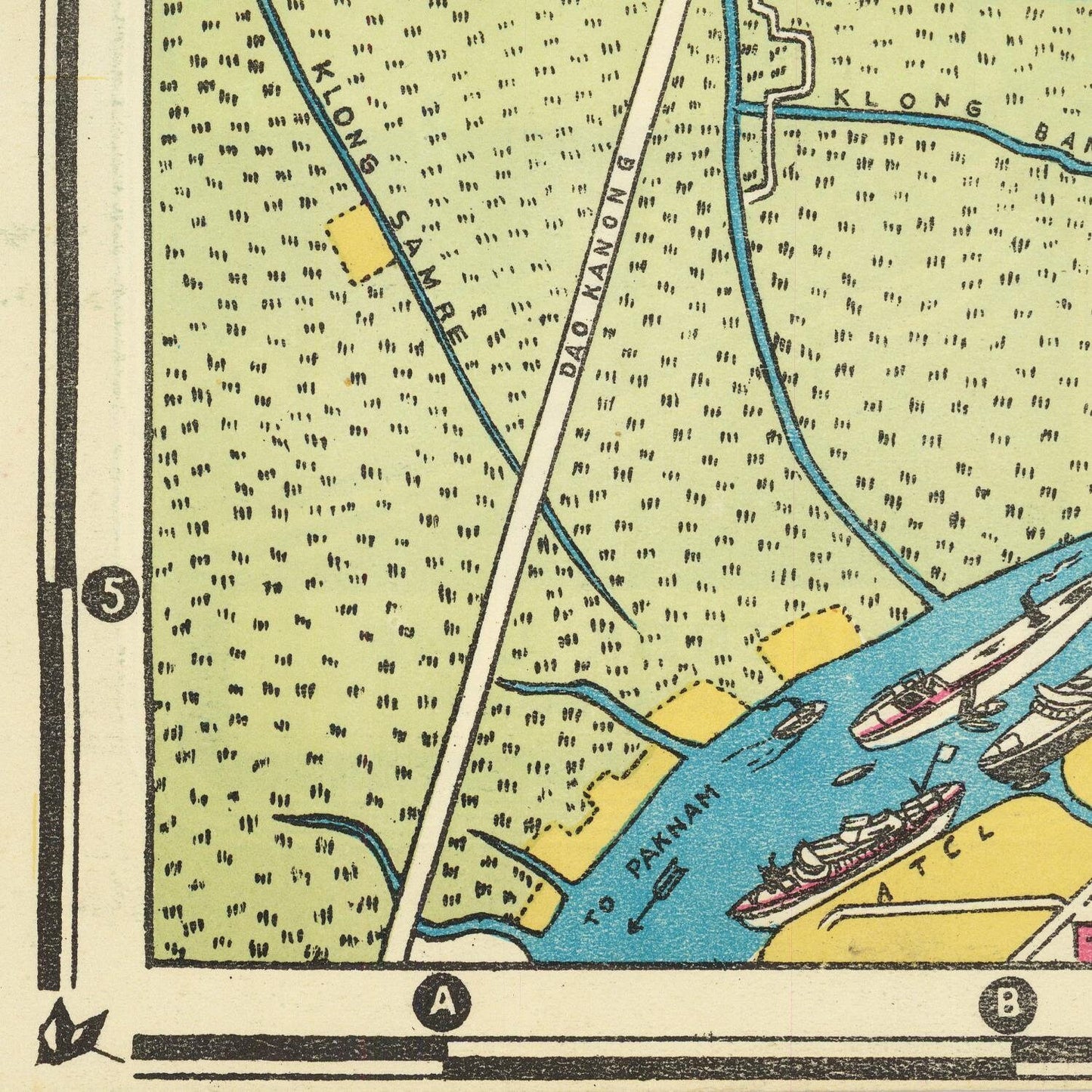 detail of the map from the bottom left corner