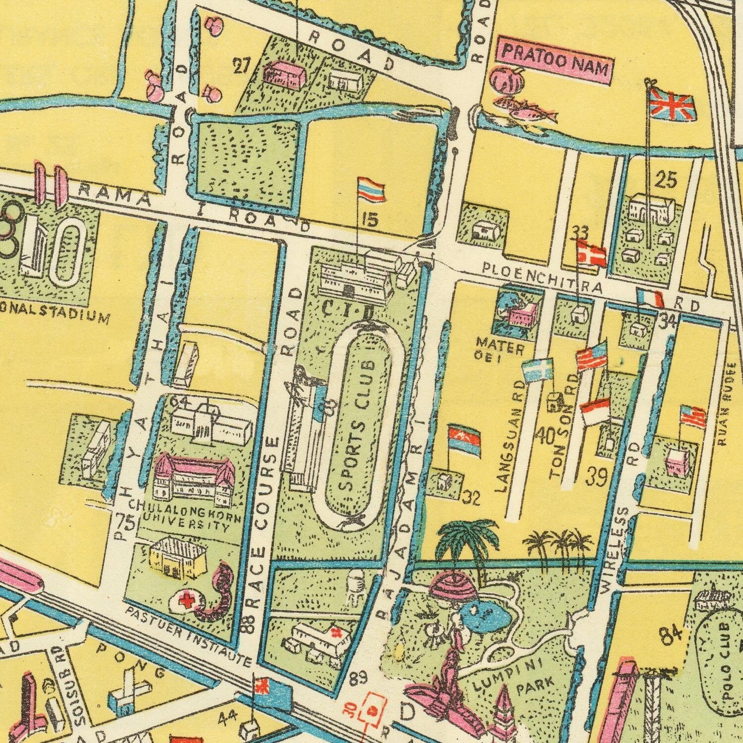 detail of the map from the centre 