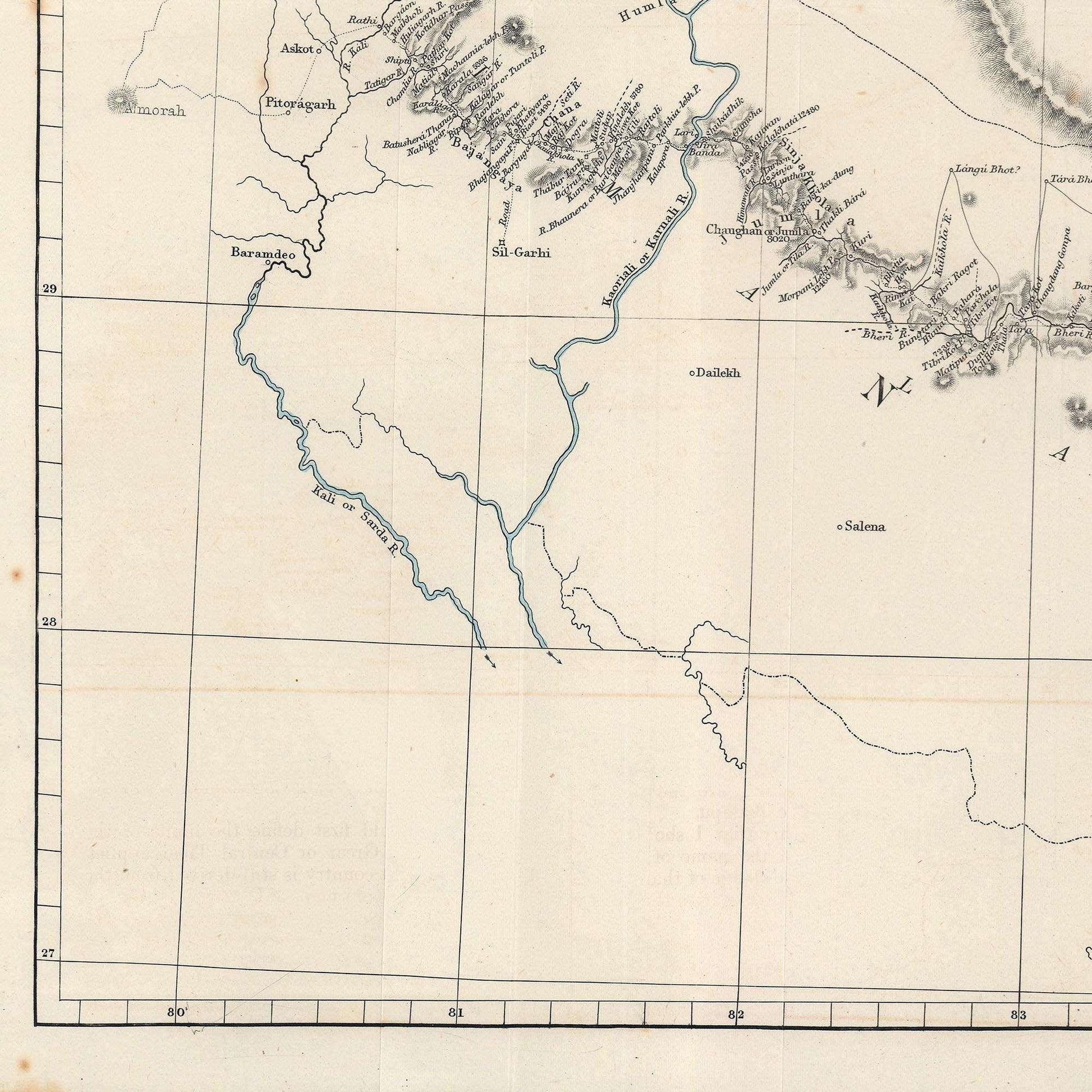 detail of the map from the bottom left corner